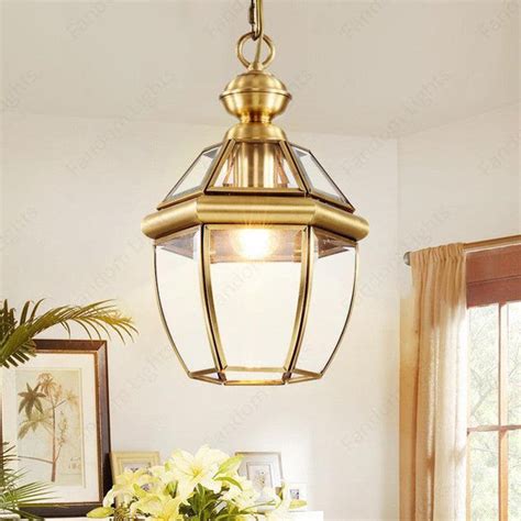 1-Light Gold Brass Vintage Gold Glass Pendant Ceiling Light - Warm ...