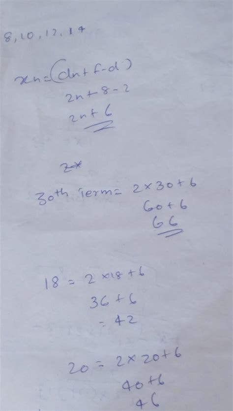 d) 8, 10, 12, 14, 16, ... Give the next two terms 18 20 Give an ...