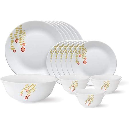 Larah by Borosil - Tiara Series, Pebbles, 19 Pcs, Opalware Dinner Set ...
