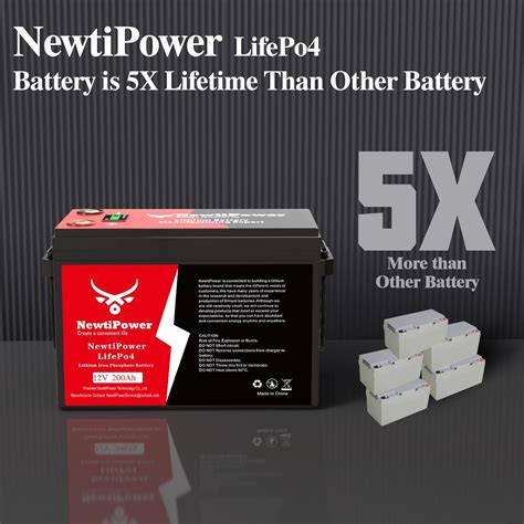 NewtiPower 12V 200Ah Lithium LiFePO4 Battery, 150A BMS Grade A India | Ubuy