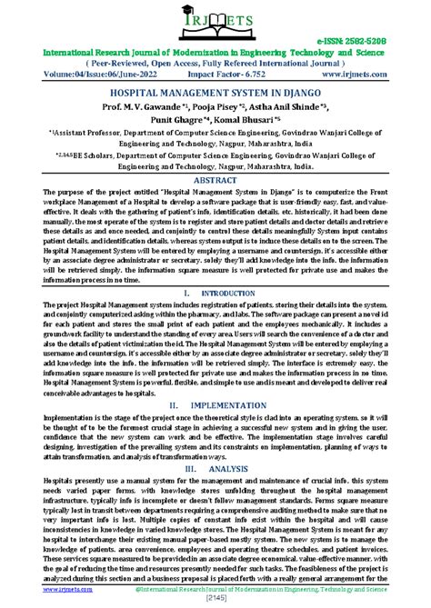 Hospital project - International Research Journal of Modernization in ...