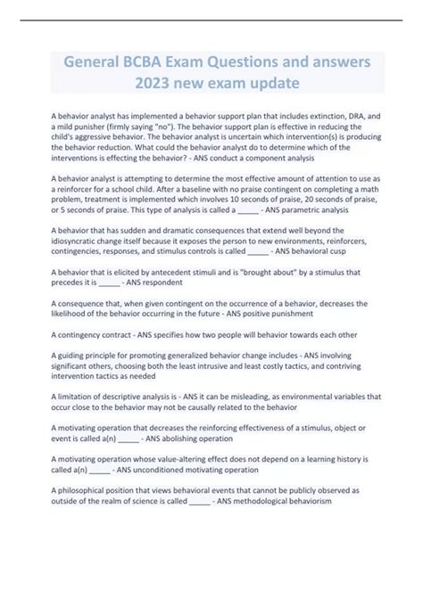 Image result for Bcba Exam Questions