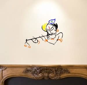 K2A Design 55 cm abstract beautiful krishna playing fluit wall sticker ...