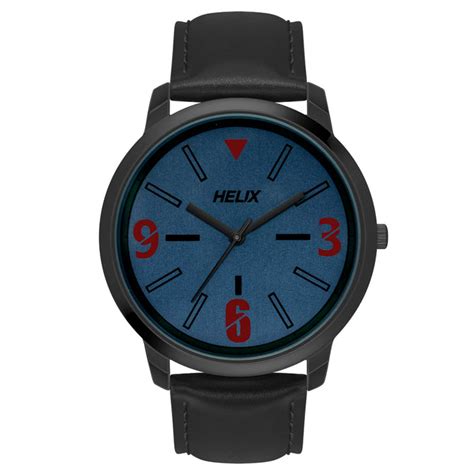 Helix By Timex Blue Round Analog Leather Watch Men -TW039HG02