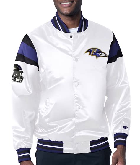Varsity Satin Starter Baltimore Ravens Midweight White Jacket