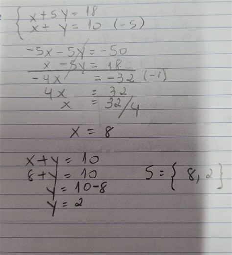 a){x+5y=18 {x+y=10 b) {x-2y=1 {x+2y=-3 c){ 3x+2y=24 {x-y=-2 d){x-y=2 ...