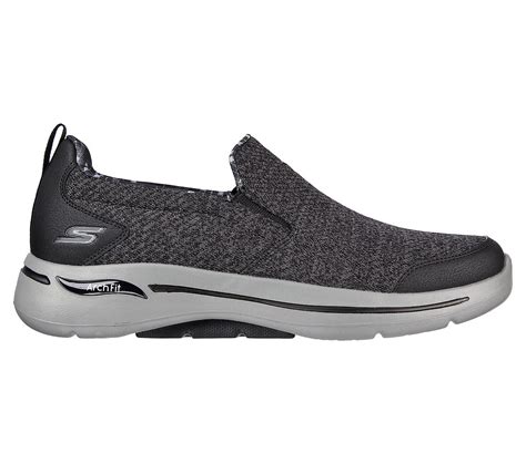 Skechers Black/Charcoal Go Walk Arch Fit Rambler Mens Slip On Shoes ...
