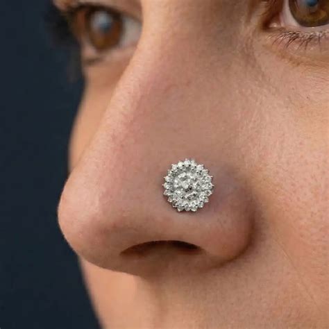 925 Silver Floral Cluster Nose Pin for Women | The Velvet Box