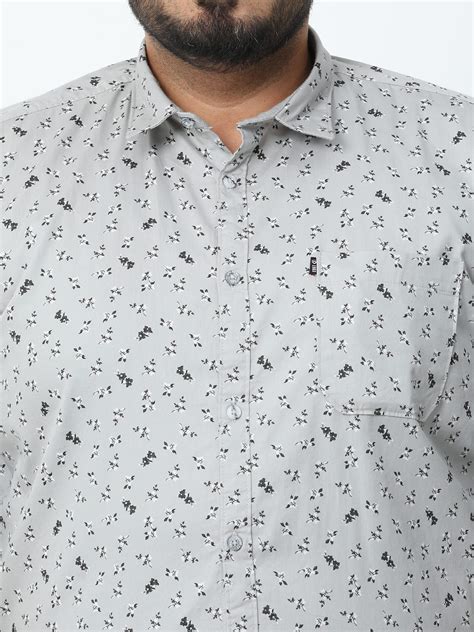 Mosaic Grey Shirt - Stylish Printed Cotton Slim Fit Casual Wear – Shade 45