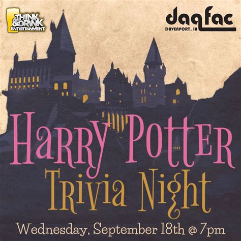 Harry Potter Trivia Night @ Daiquiri Factory (Davenport, IA) / Wed Sept ...