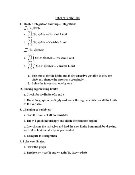 Integral Calculus - Unit I - Integral Calculus 1. Double Integration ...