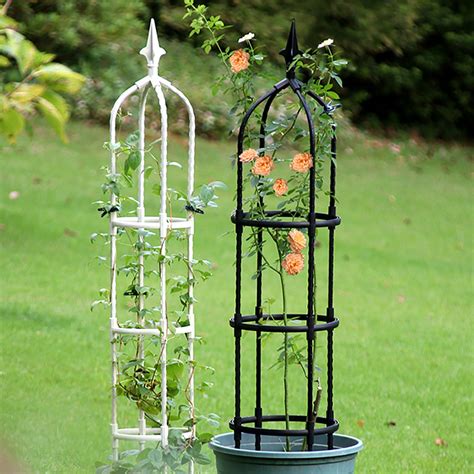 Garden Obelisk Trellis for Climbing Plants Outdoor 6 Ft Rose Bush Round ...