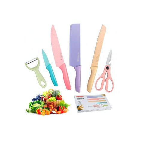 Set de Cuchillos de Cocina 6 piezas Acero Inoxidable de Colores - Promart