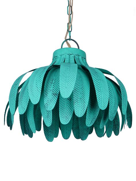 Coastal Green Palm leaves 20 Inch Wide Single-Light Steel Ceiling ...