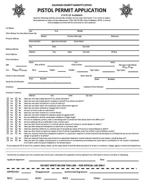 Al County Pistol Permit - Fill Online, Printable, Fillable, Blank ...