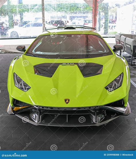 Luxurious Green Sports Car Lamborghini Huracan STO Editorial Stock Photo - Image of bright ...