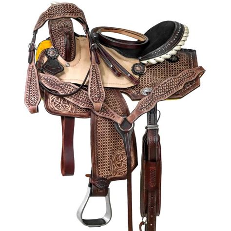 Western Horse Barrel Saddle Leather Tack Set - Sazaar Tack