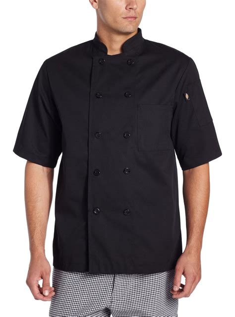 Dickies Chef Men's Unisex Classic 10 Button Short-Sleeve Coat, Black, X ...