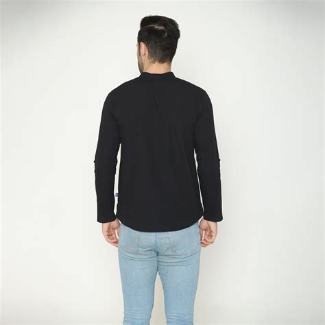 Men's Solid Short Kurta - Black – BONJOUR