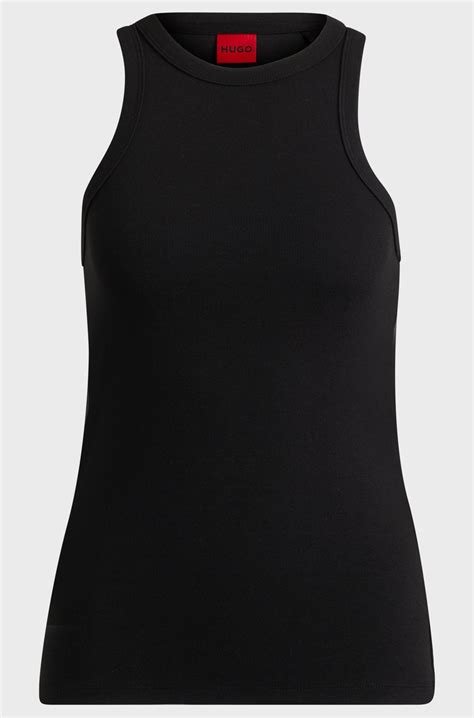 HUGO - Slim-fit tank top in a stretch-cotton blend - Black