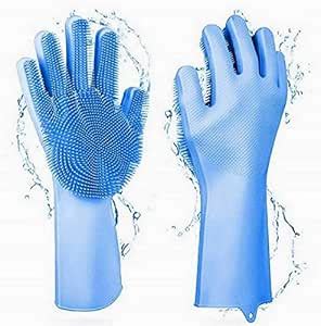 RBGIIT Silicon Dishwashing Gloves with Wash Scrubber + Magic Silicone ...