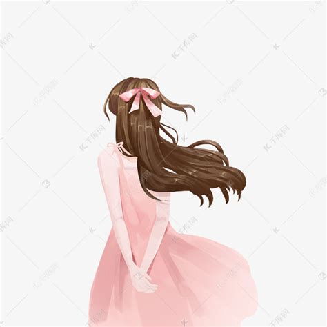 粉色裙子女孩背影素材图片免费下载-千库网