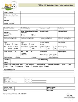 Fillable Online PERK UP Building Land Information Sheet Fax Email Print ...