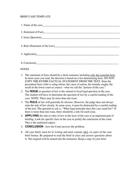 Free Printable Case Brief Templates [PDF, Word]