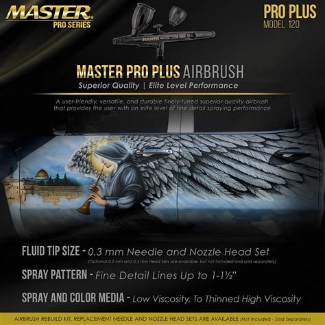 Master Pro Plus Airbrush Set, Model 120 - Elite Level Spray Performance ...