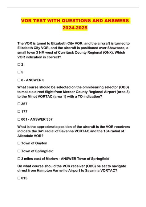 Image result for Vor Test Questions