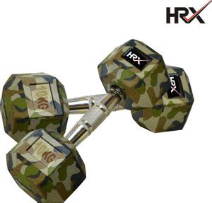 HRX Premium Solid Rubber Hex (10Kg*2) Fixed Weight Dumbbell - Buy HRX ...