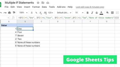 How to Do Multiple If Statements in Google Sheets - Nested If Tutorial