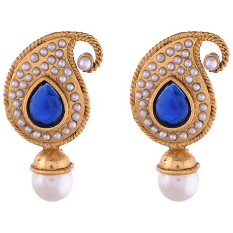 soumya jewels mango shaped tops with blue stones : Amazon.in: Fashion