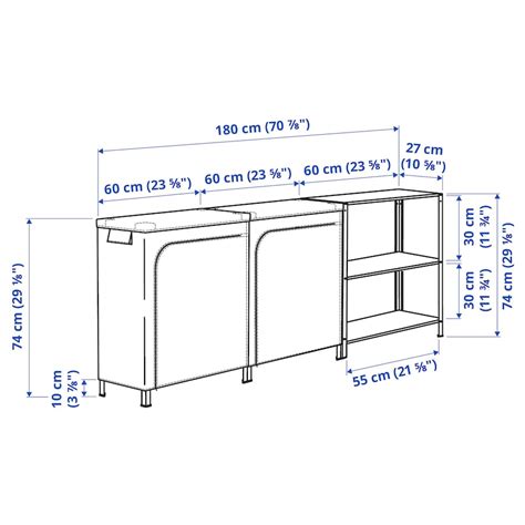 HYLLIS shelving units with covers, transparent, 180x27x74 cm (707/8x105 ...