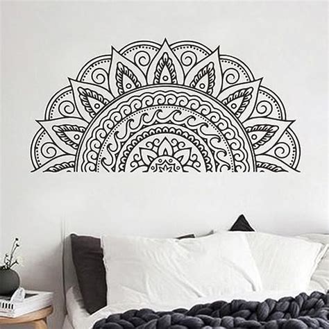 Indian Royals Black Half Mandala Design Peel and Stick Self Adhesive ...