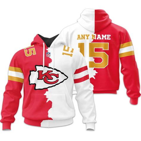 Kansas City Chiefs Split Edition MVP Custom Number Hoodie - ChiefsFam