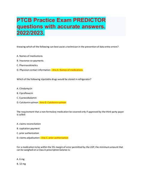 Ptcb Practice Test Printable - All For One