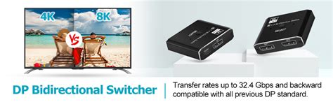 COOLCOLD Displayport Switch, 8K@30Hz Bi-Directional DP 1.4 Switcher ...