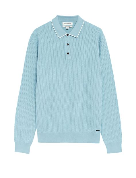 Buy Pure Cotton Textured Knitted Polo Shirt at Marks & Spencer