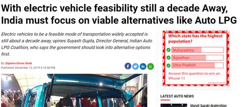 Indian Auto LPG Coalition coverage in Various Press Publications