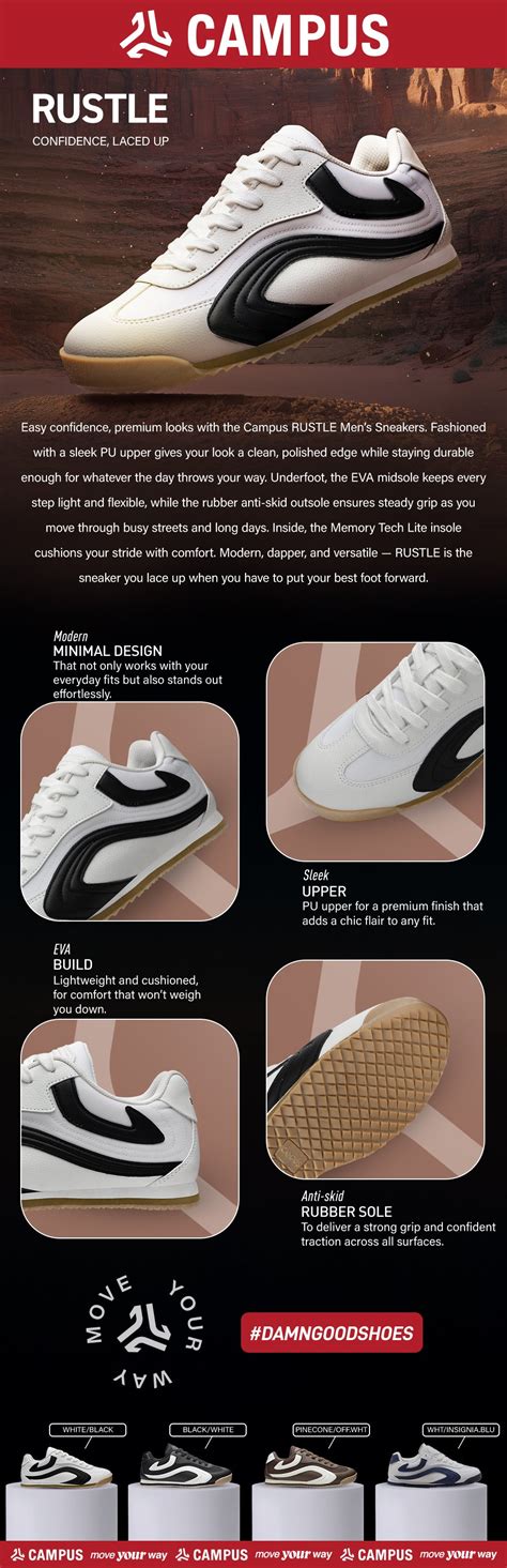 RUSTLE White Men's Sneakers – Campus Shoes