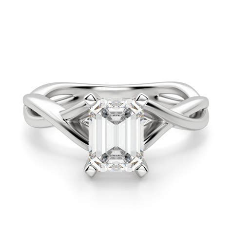 Emerald Cut Moissanite Twisted Engagement Ring – Shayonam Jewels