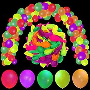 120Pcs Neon Balloons 12 Inch 5 Colors Glow in the Dark Balloons Neon ...