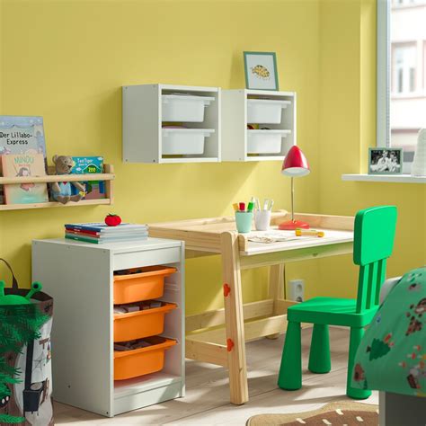TROFAST storage combination with boxes, white/light orange, 34x44x56 cm ...