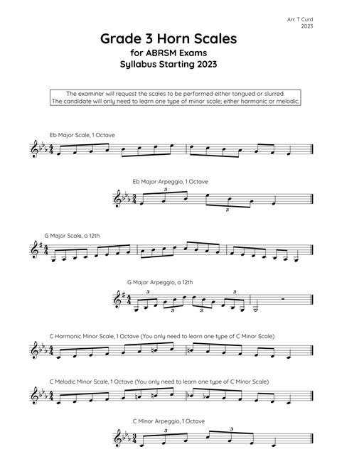 Horn Scales Grade 3. For the new ABRSM Syllabus from 2023. (arr. Tim ...