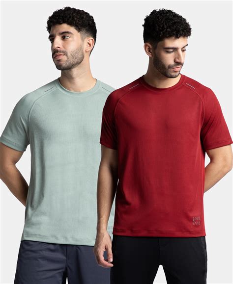 Buy Pack of 2 Lightweight Microfiber Solid Round Neck Half Sleeve T ...