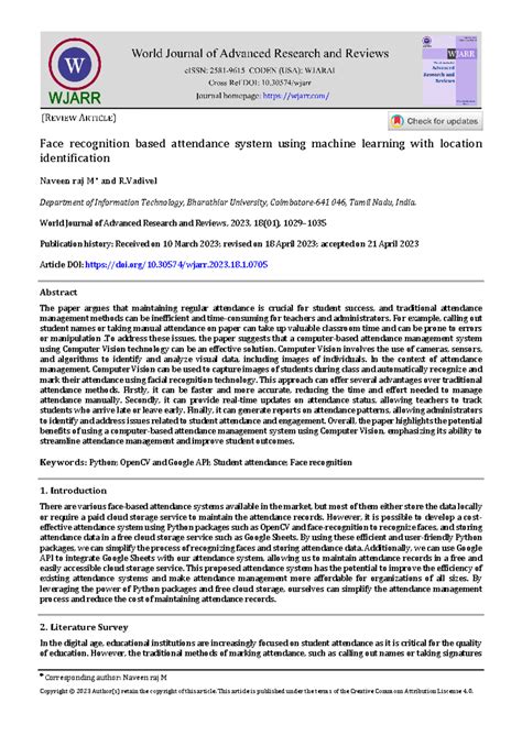 Face recognition based attendance system using mac - Corresponding ...