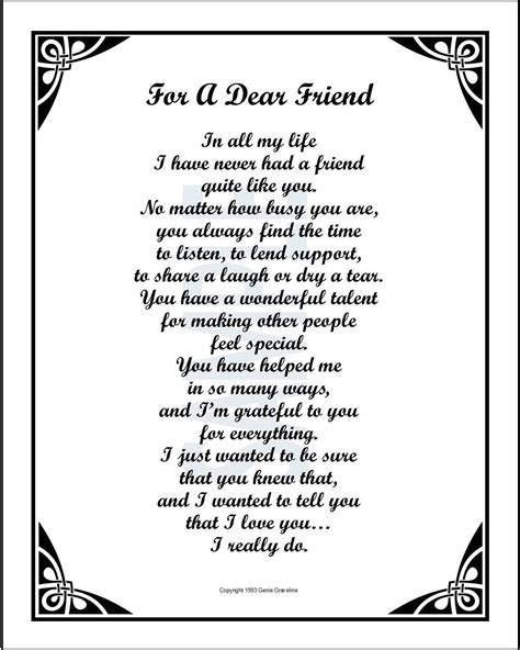 For a dear friend digital download friend poem verse gifts print saying ...