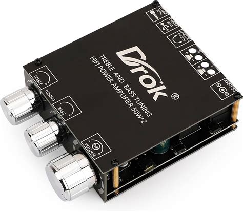 DROK 50W+50W Amplifier, Blue-Tooth 2.0 Channels HiFi Power Amplifier ...