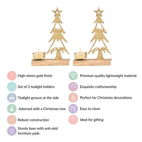 Set Of 2 Gold Tree Tea Light Holder Online - Premium Candle Holder ...